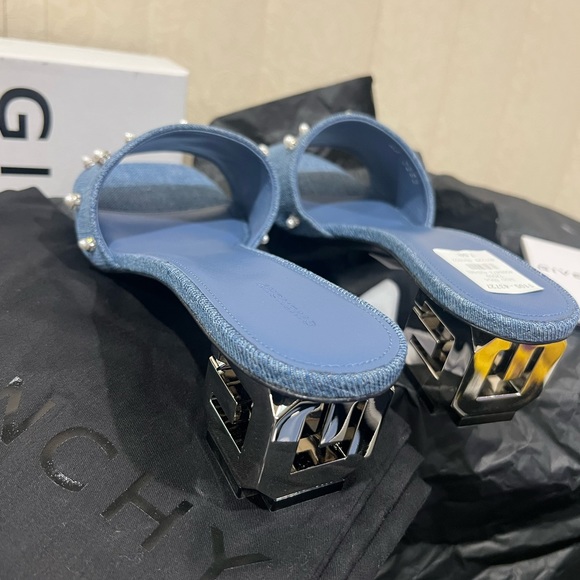 NEW Givenchy Denim G-Cube G logo kitten heel mules - Picture 10 of 16